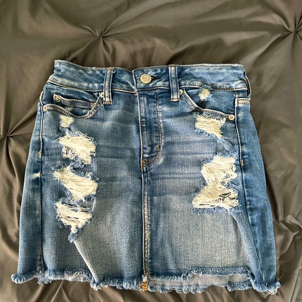 Ripped jean skirt